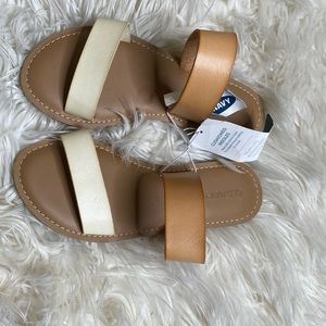Double strapped beige and cream sandals